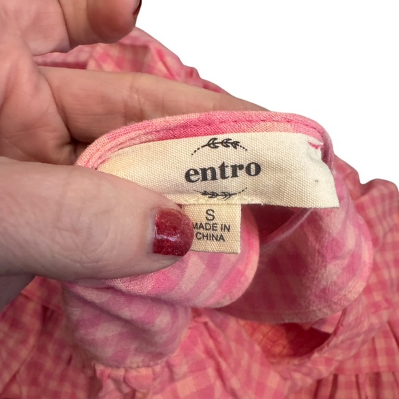 New Entro Pink Gingham Maxi Dress, Ruffled Dress, Size Small, NWOT, Girly Dress - Picture 5 of 6